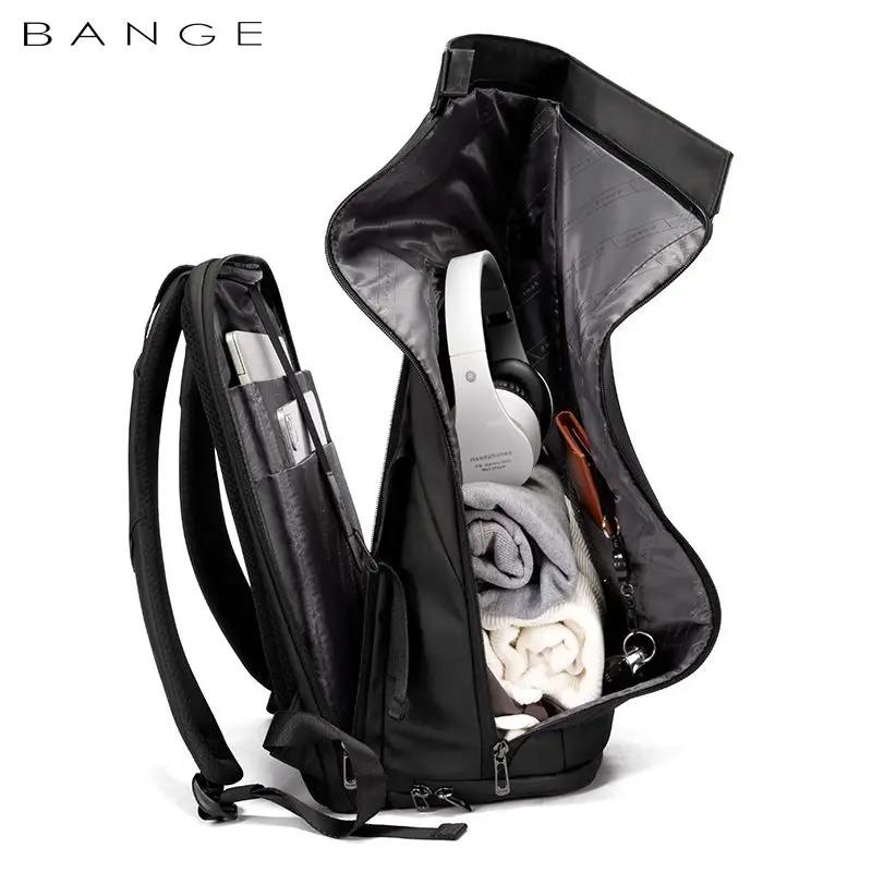 Mochila Bange-Sac de voyage étanche à compartiments multiples pour homme, ordinateur portable, noir,