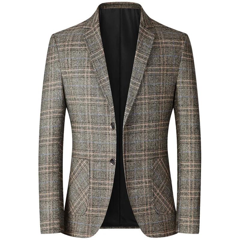 Blazer Homme Tendance Rayé avec Poches, Veste Décontractée Chic pour Homme, Col Rabattu Vintage, Man