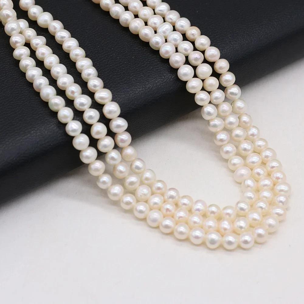 Perles d'Eau Douce Naturelles Blanches AAA + de 4 à 5mm, Perles Rondes d'Espacement pour Bijoux de B