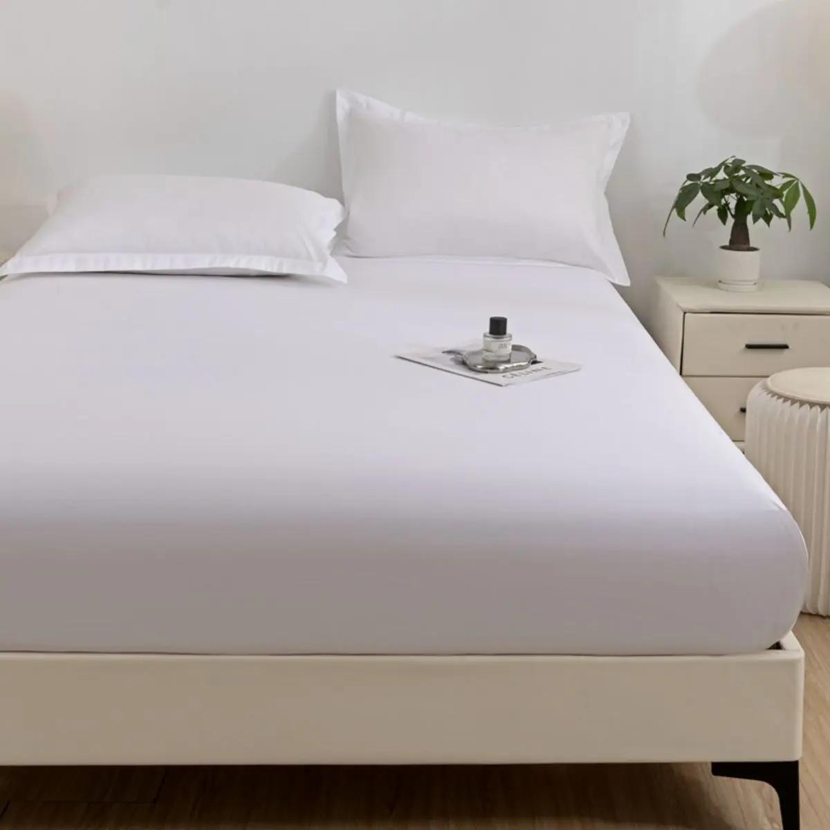 1PC imperméable à l'eau peau douce glaçage couleur unie bonnet de lit housse anti-poussière drap de 