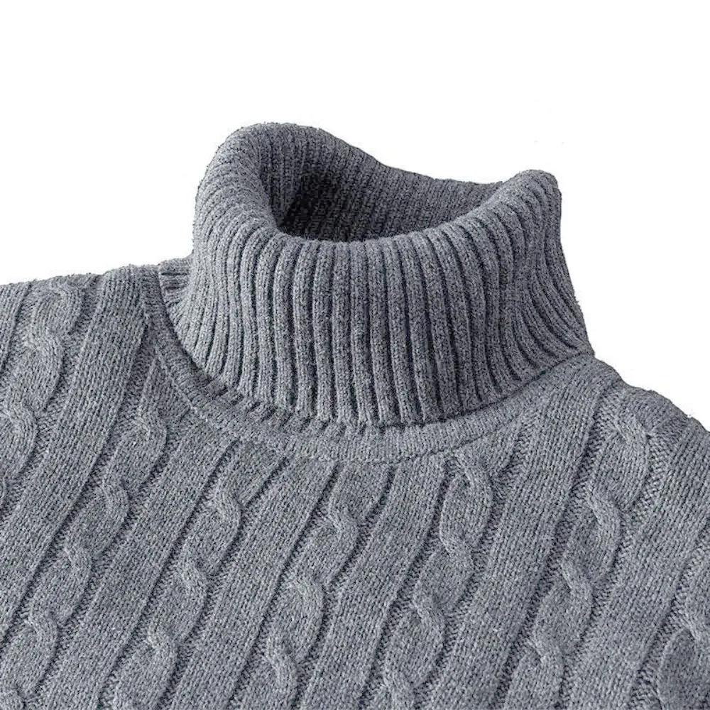 Pull à col roulé monochrome pour hommes, pull à col haut, pulls décontractés, vêtements de survêteme