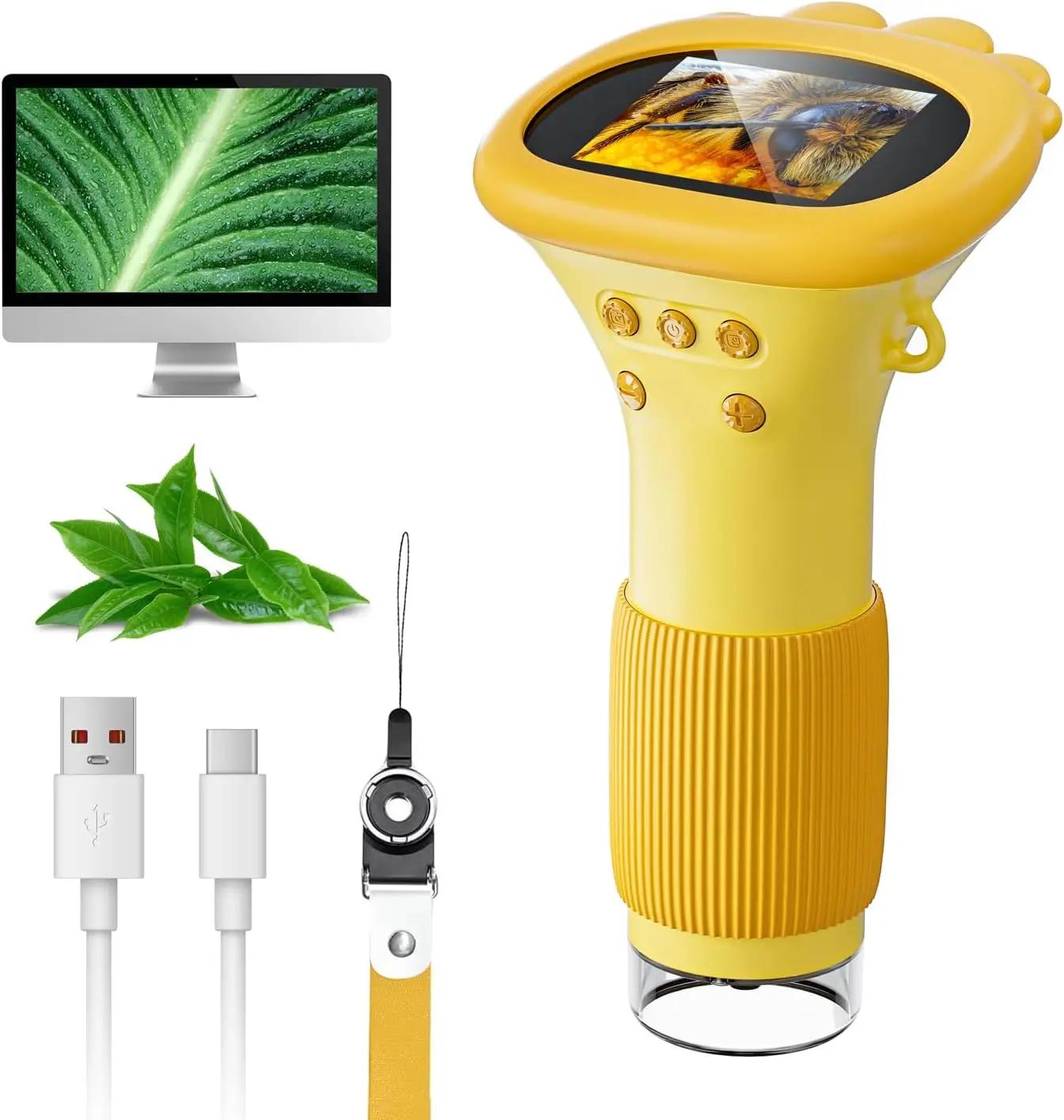 Microscope pour enfants Portable de poche écran IPS de 2 pouces 1000X Microscopes numériques portabl
