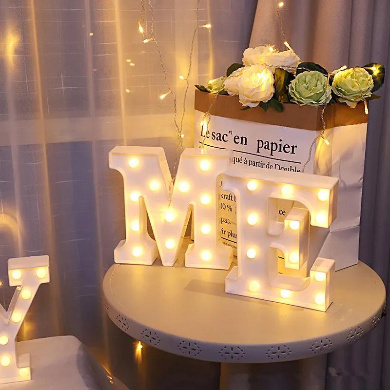 Lampes LED en forme de lettres de l'alphabet, lampes numériques, décorations pour fêtes, chambres, a
