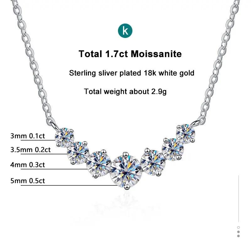 Collier Moissanite pour femme, bijoux fins de mariage avec certificats, plaqué argent Sterling 925, 