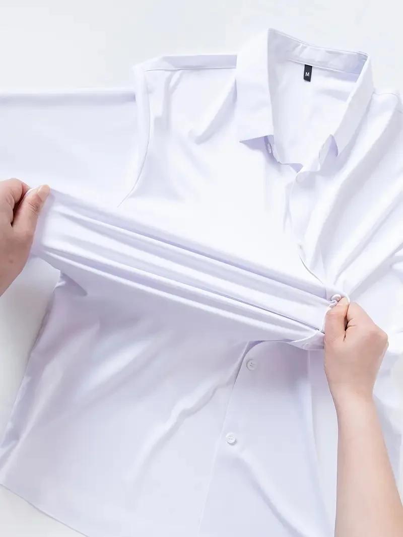 Chemise unie à manches longues pour hommes, nouveau Design, automne, haute élasticité, décontractée,