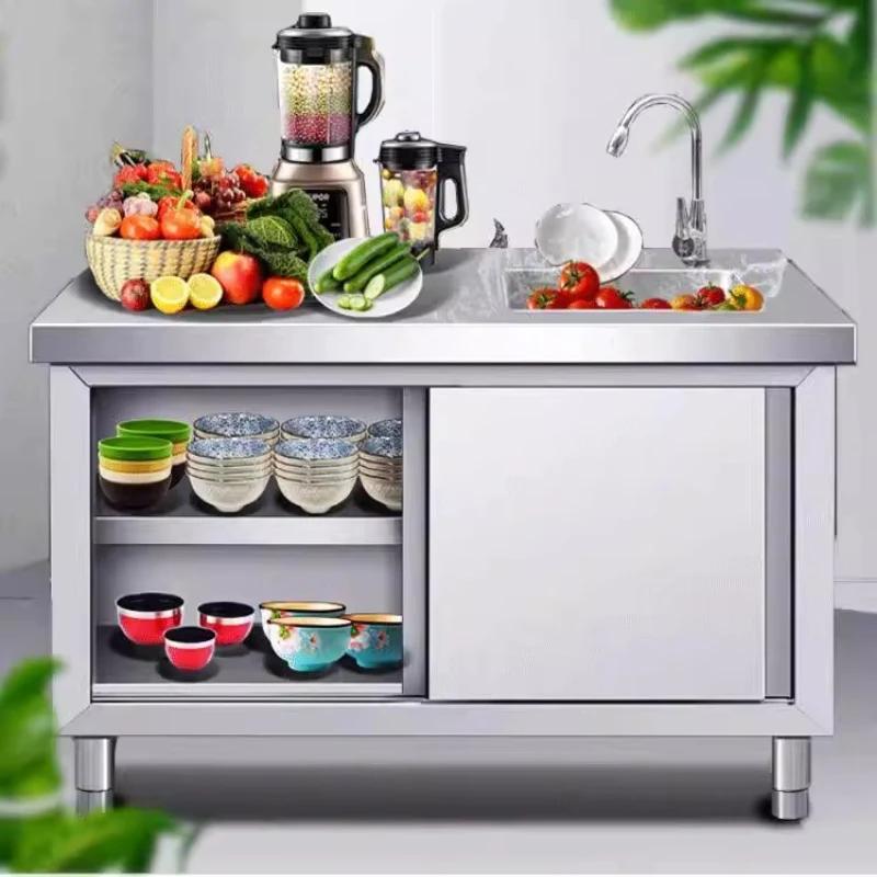 Armoire nordique créative en acier inoxydable avec évier, comptoir d'opération de cuisine de Restaur