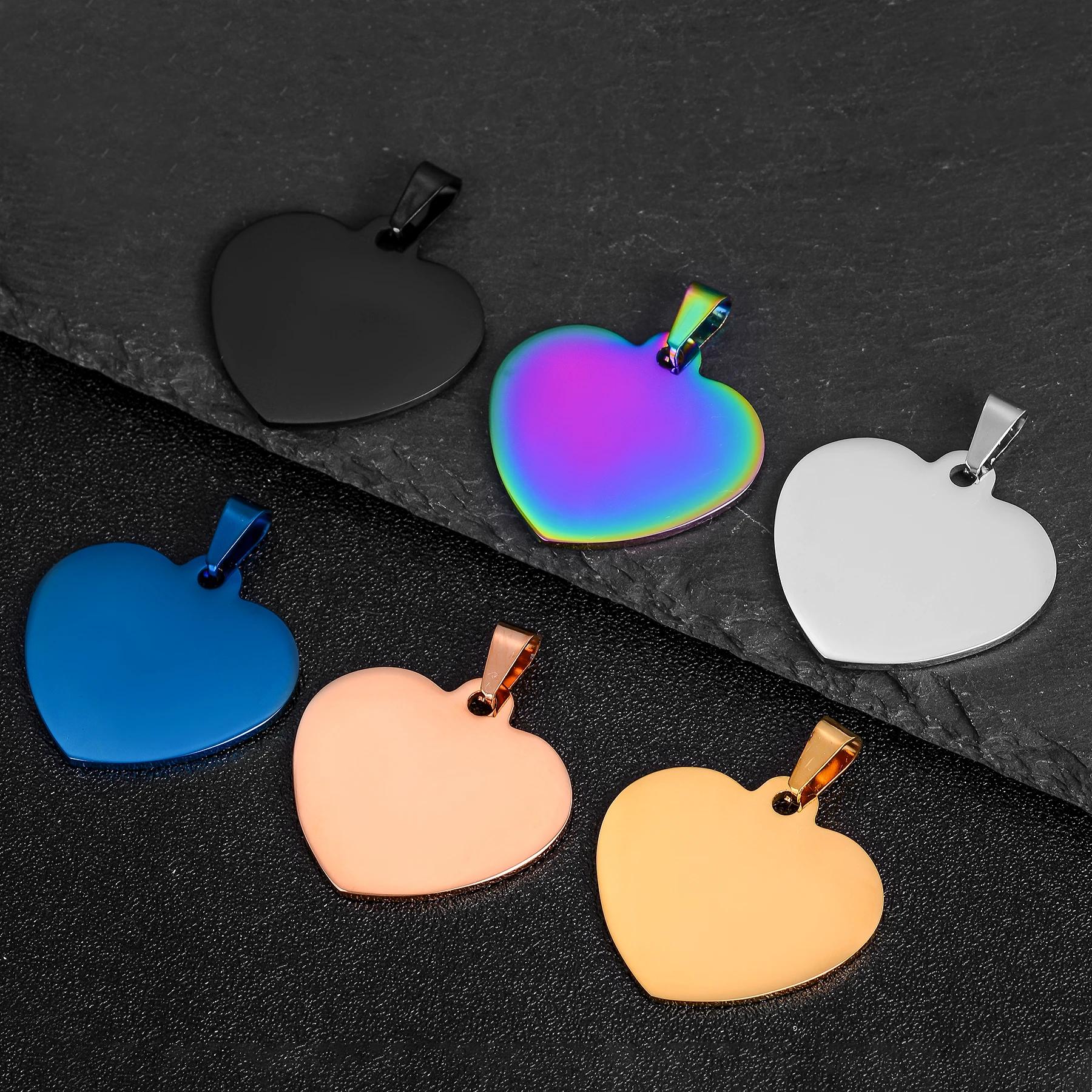 10 pièces en gros unisexe Minimalis en acier inoxydable chien étiquette coeur pendentif collier haut