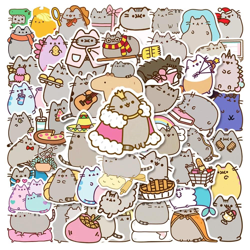 Autocollants chat épais mignon Kawaii, étiquette esthétique, papeterie pour Scrapbook, téléphone, jo