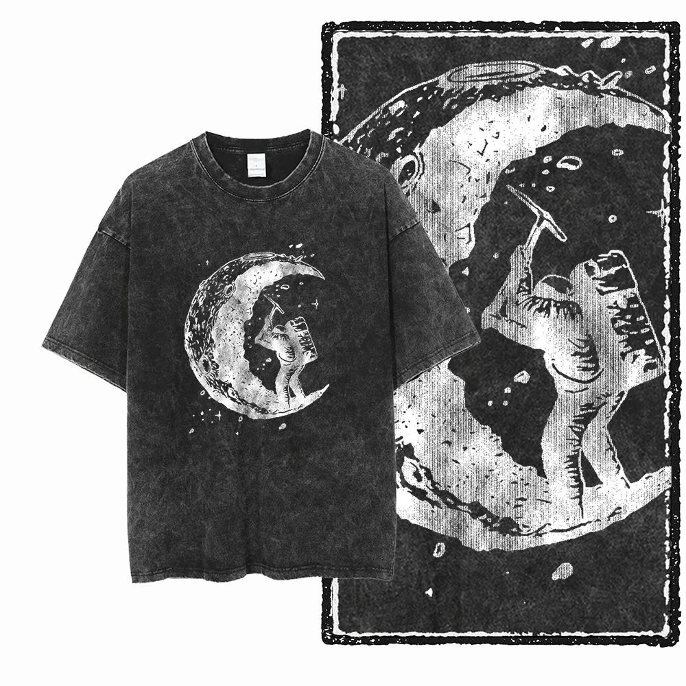 SA ASTRONAUT SPACE THEMES imprimé coton lavé à l'acide graphique unisexe t-shirt Cool Streetwear hom