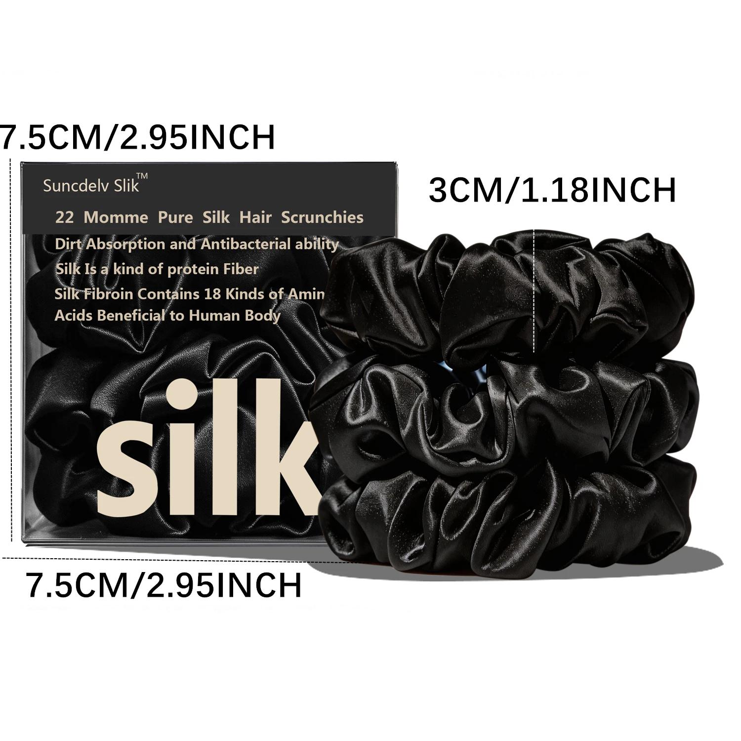 Lot de 6 chouchous en soie 100% grade A pour femmes, élastiques à cheveux sans pli pour les cheveux