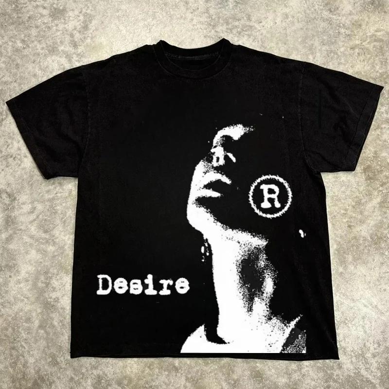 T-shirt graphique hommes femmes haut Vintage Hip Hop Streetwear surdimensionné T-shirt à manches cou