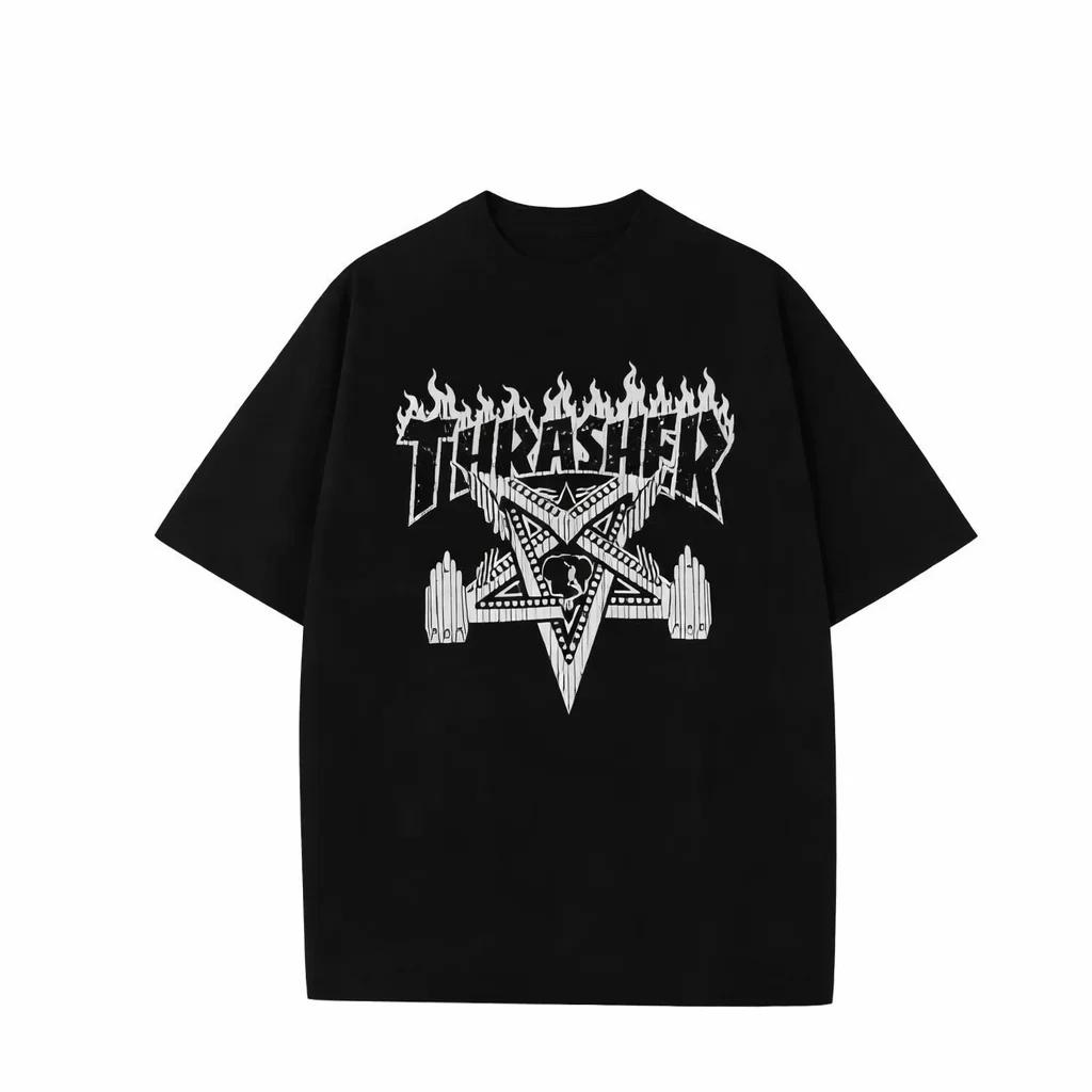T-shirt à manches courtes pour hommes Thrasher Flame, coupe décontractée, vêtements de sport d'été, 