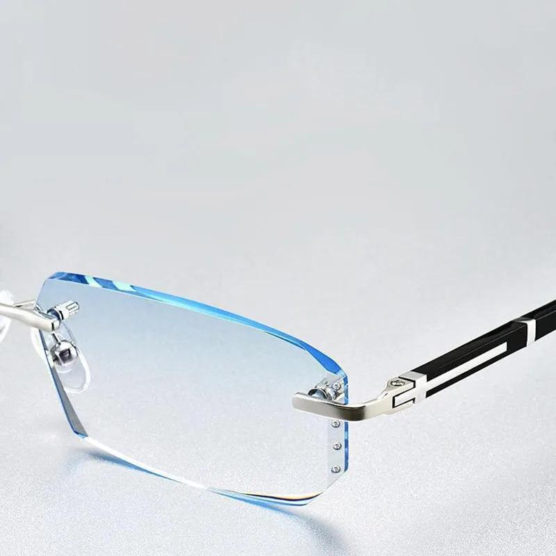 Lunettes de lecture élégantes sans cadre Anti-lumière bleue pour hommes lunettes de lecture d'affair