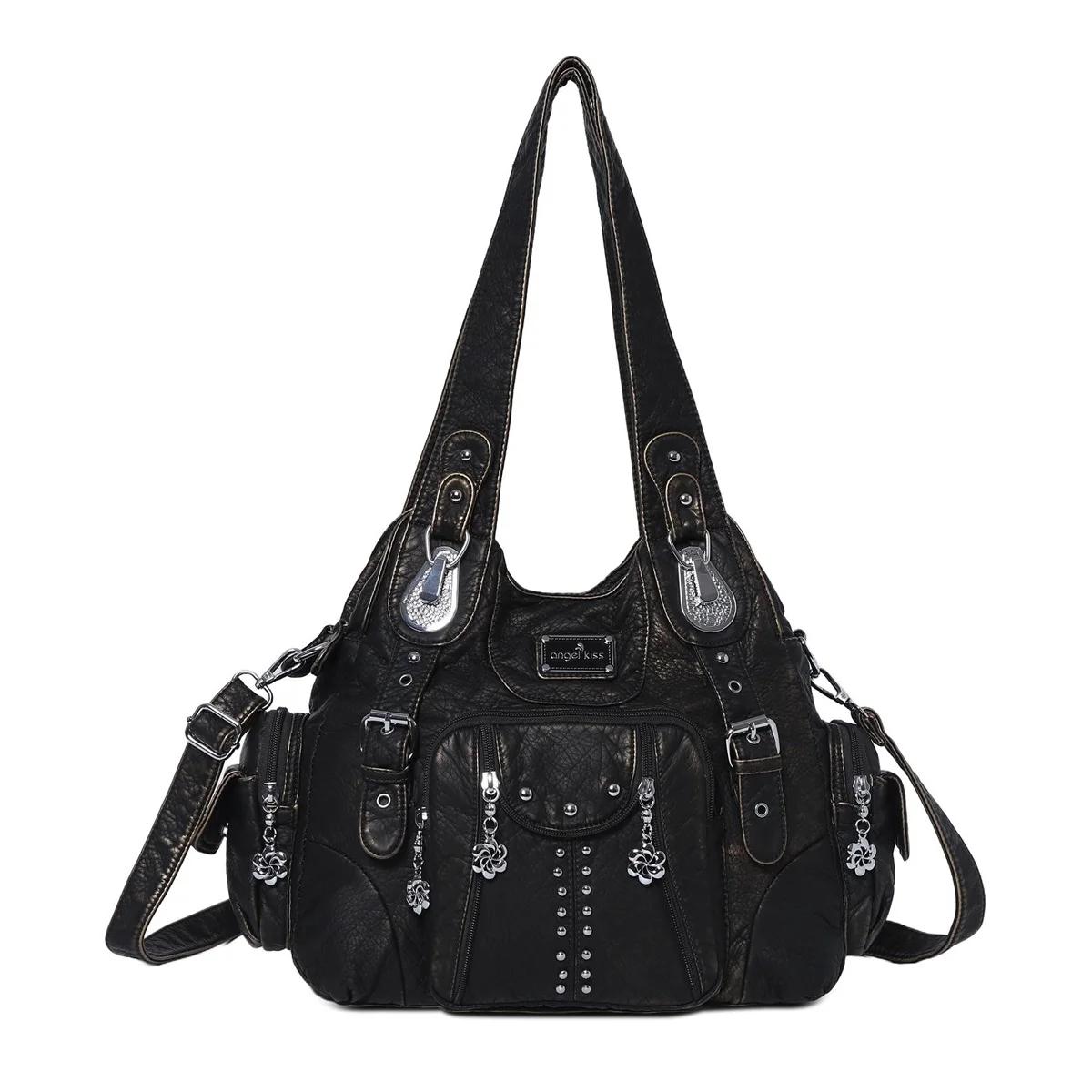 Sac vintage pour femmes, sacs à main tendance en cuir PU, sacs à bandoulière, sacs fourre-tout grand