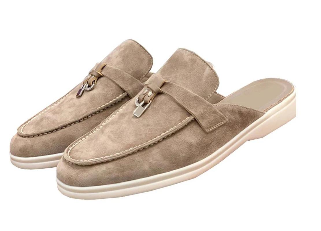 Mules et mocassins confortables en daim, chaussures de ville polyvalentes pour femmes