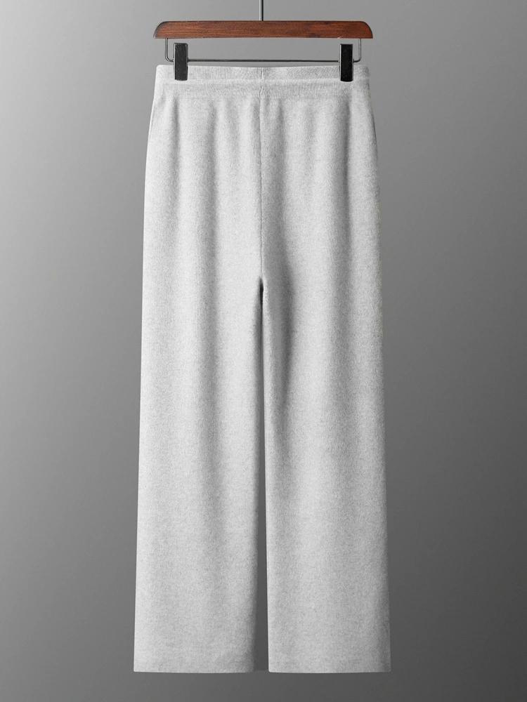 Pantalon de luxe pour hommes, 100% laine mérinos, tricot épais, jambes larges, chaud, décontracté, B