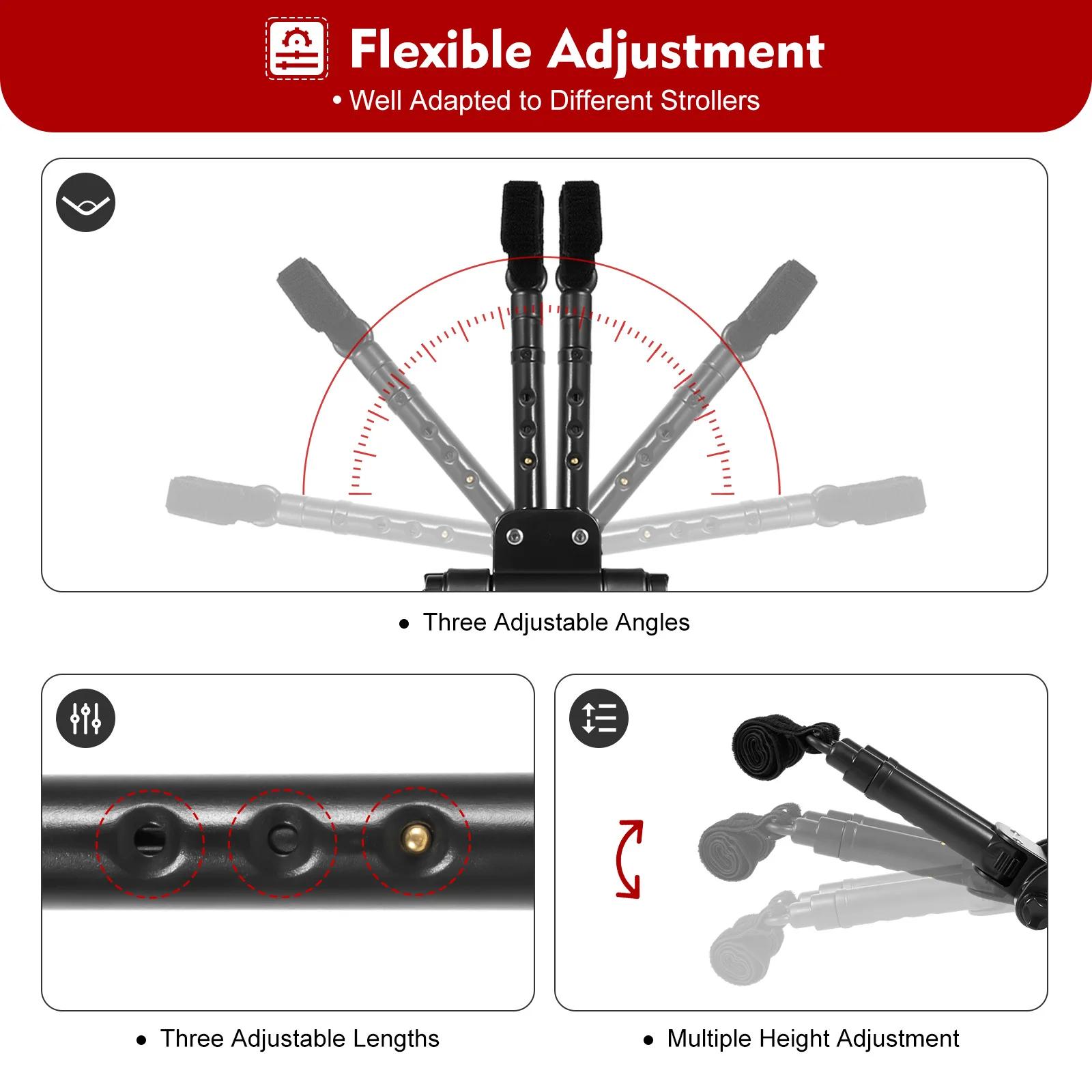 Planche de poussette 2-en-1 avec siège, longueur et hauteur réglables, capacité de 25 kg, connecteur