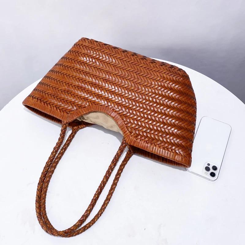 Sacs fourre-tout en cuir véritable tissés à la main pour femmes sacs à main et sacs à main de créate