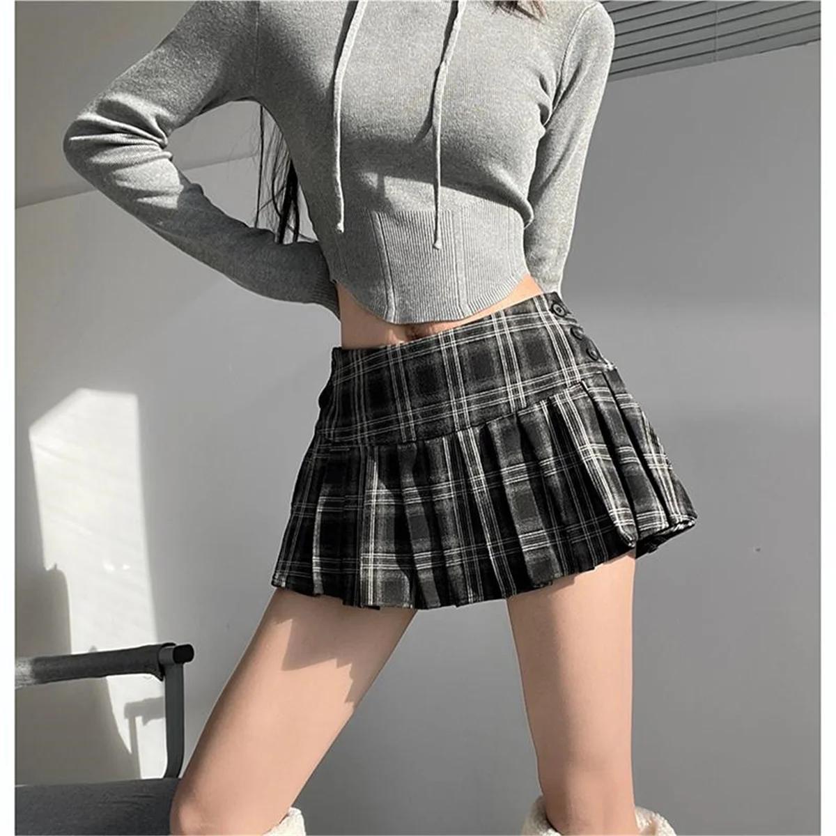 Mini jupes à carreaux pour femmes, mode coréenne, vêtements Y2k, jupes courtes mignonnes, Harajuku, 