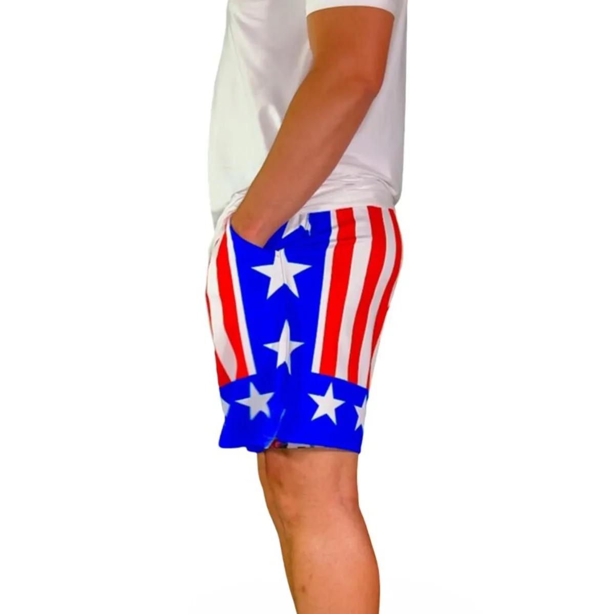Apollo Short rayé étoile rouge blanc bleu, short de pyjama de salon patriotique, vêtements de nuit c