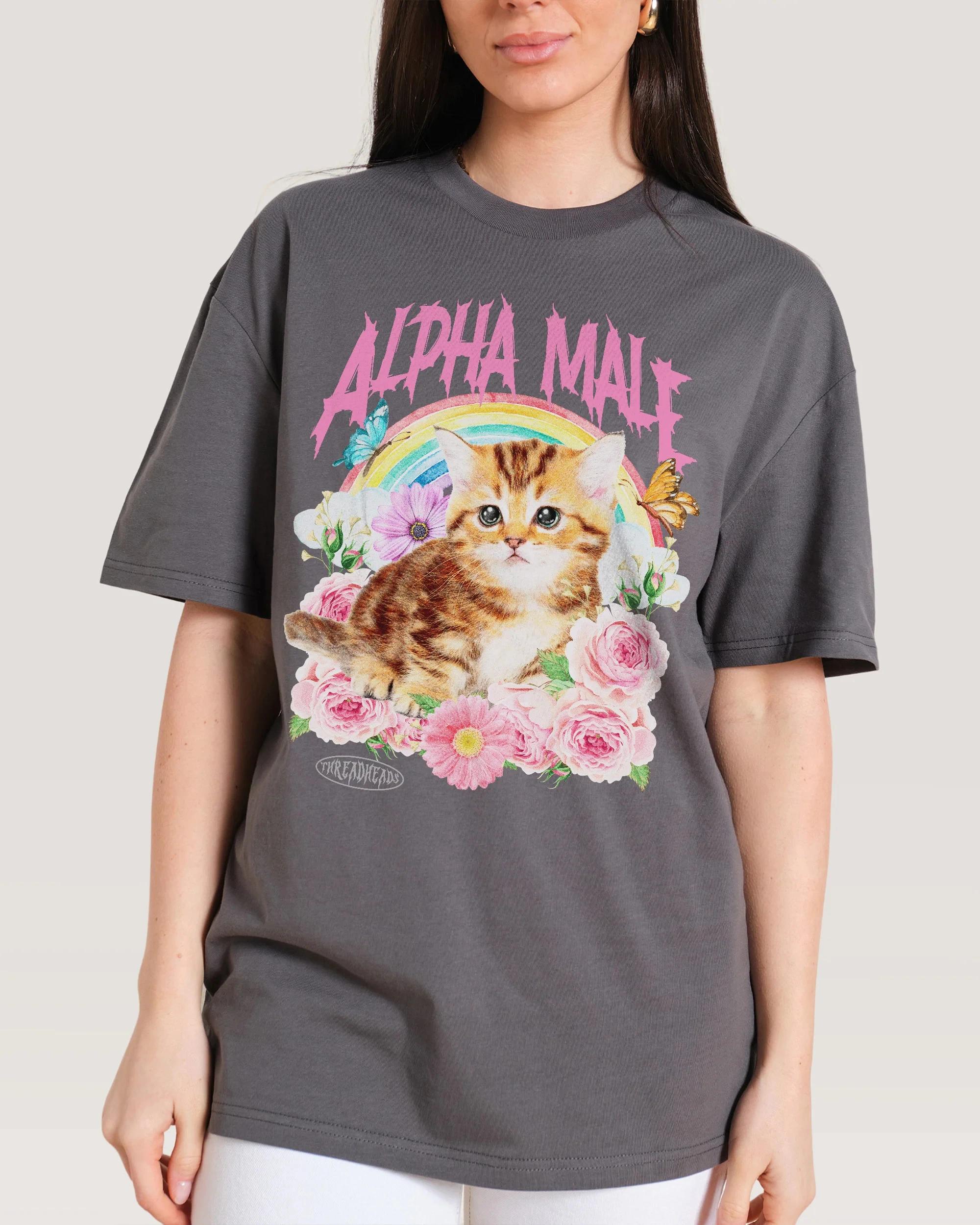 T-shirt décontracté avec illustration de chat mignon Alpha Male Fun, marque de luxe pour hommes et f
