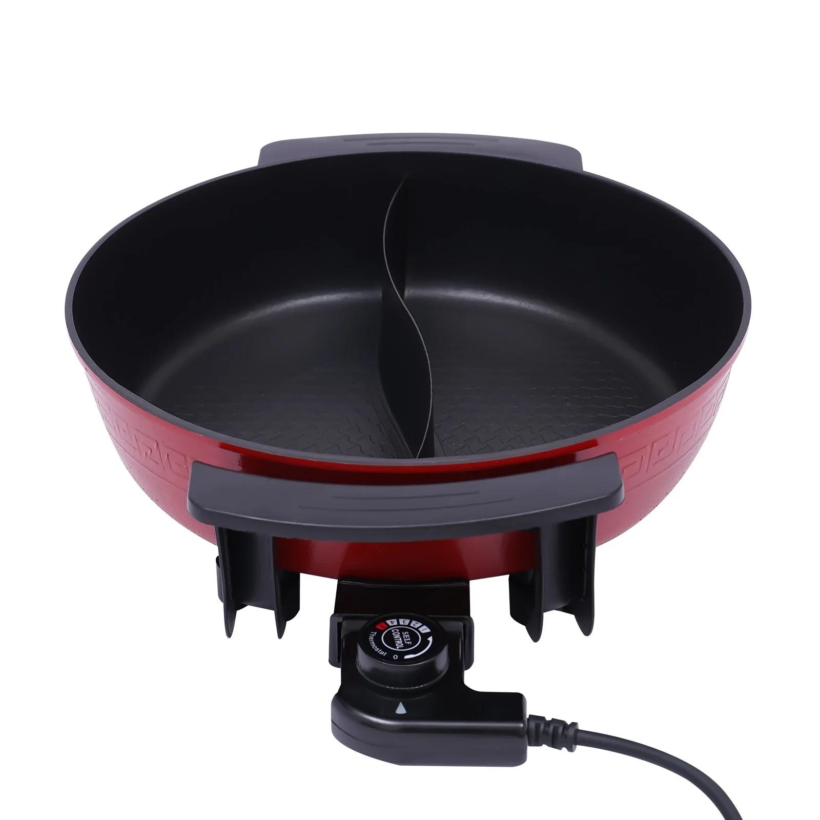 Marmite électrique Double face séparable, 6l, mise à jour, 1360W, Fondue pour 6 personnes, avec couv
