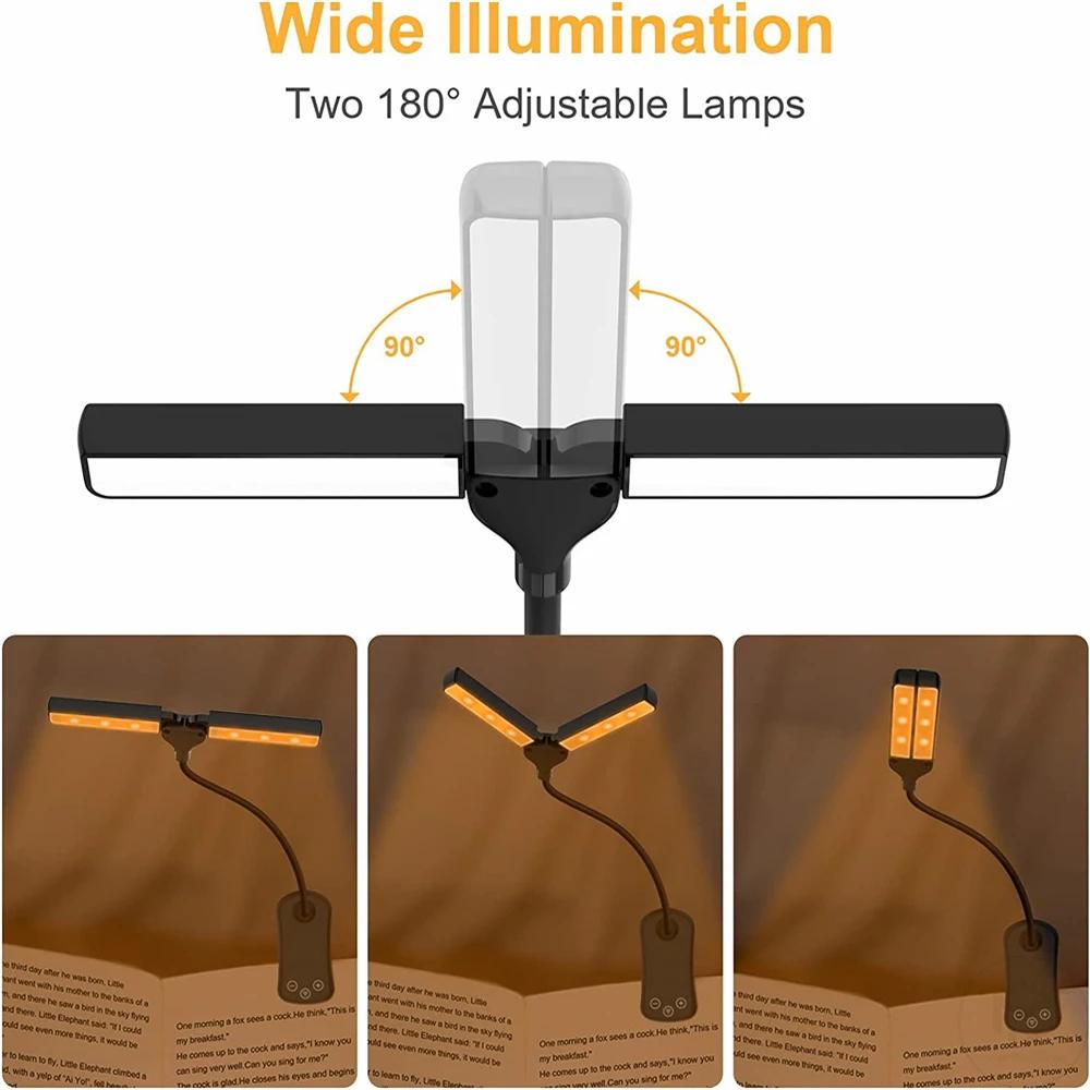 Lampe de lecture Rechargeable au lit, 2 LED réglables à clipser, lampe de lecture de livre Portable,