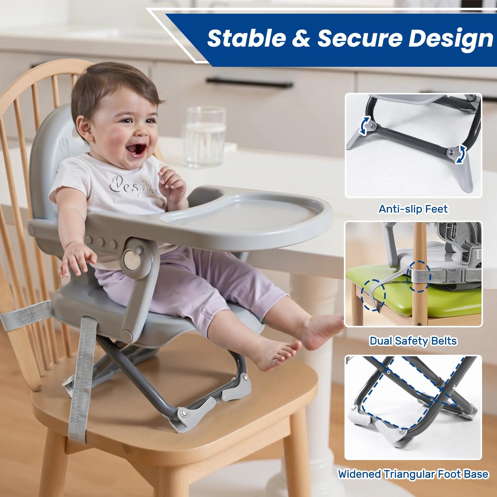 Chaise haute portable pour bébés et tout-petits, siège rehausseur pliable pour chaise de repas, de 6