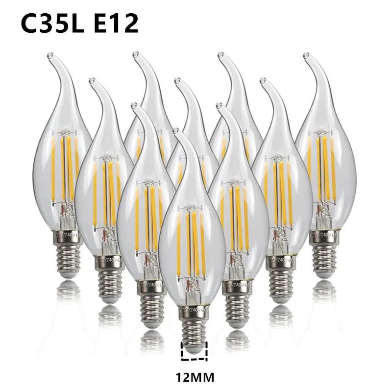 Bougie Led rétro à intensité variable, C35 givré E14 220V 110V 4W 6W, blanc chaud 2700K, ampoules à 