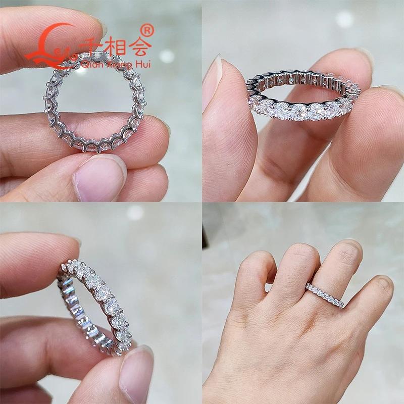 Bague éternelle ronde en moissanite D VVS de 3 mm ou 2 mm, en argent S925, bijoux pour femme, cadeau
