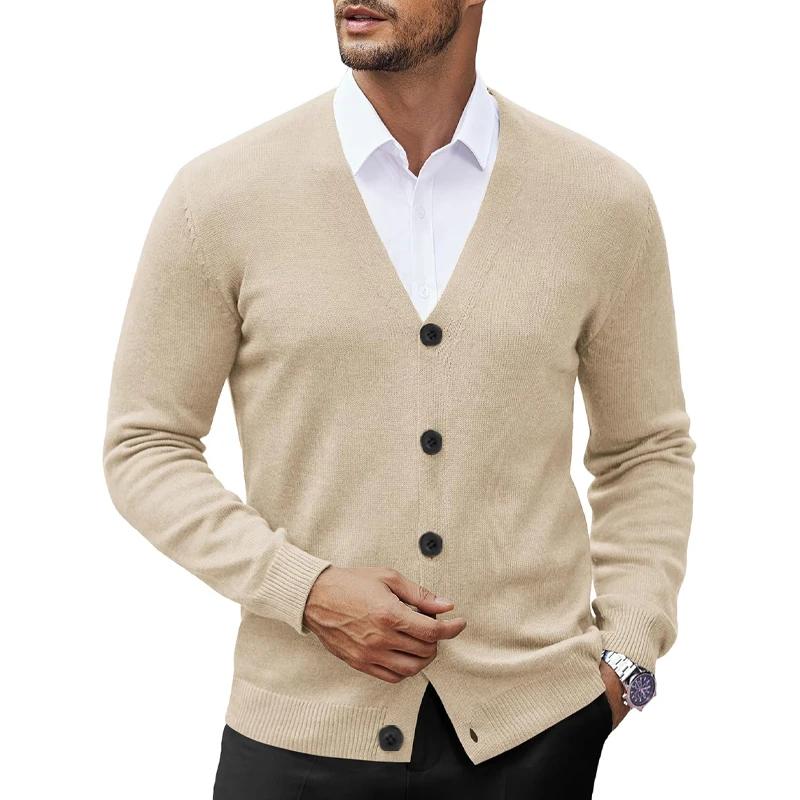 Nouveaux hommes col en V Cardigan Sweatcoats décontracté léger boutonné tricoté Cardigan pull en ple