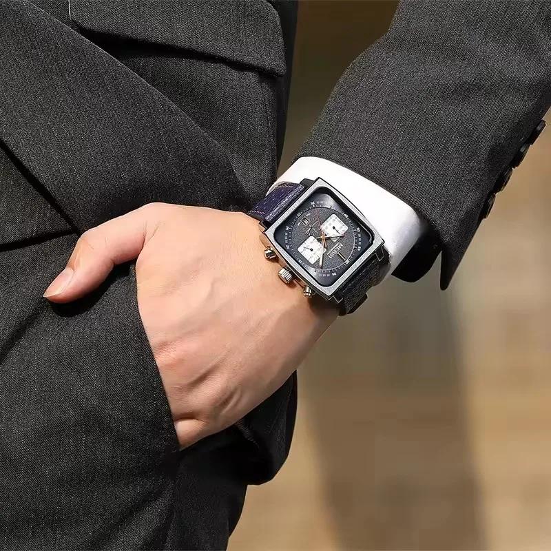 MEGIR 2182 luxe mode sport chronographe multi-fonctionnel militaire en cuir Date montres pour hommes