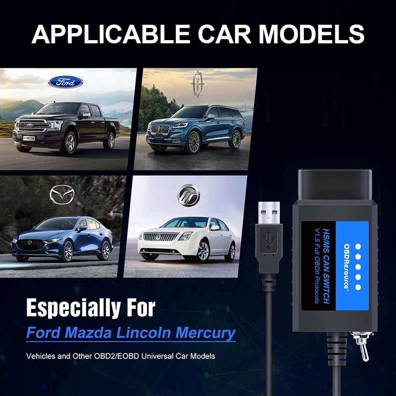 OBDResource FORSCan ELM327 adaptateur USB Scanner OBD2 lecteur de Code programmation avec HS/MS pour