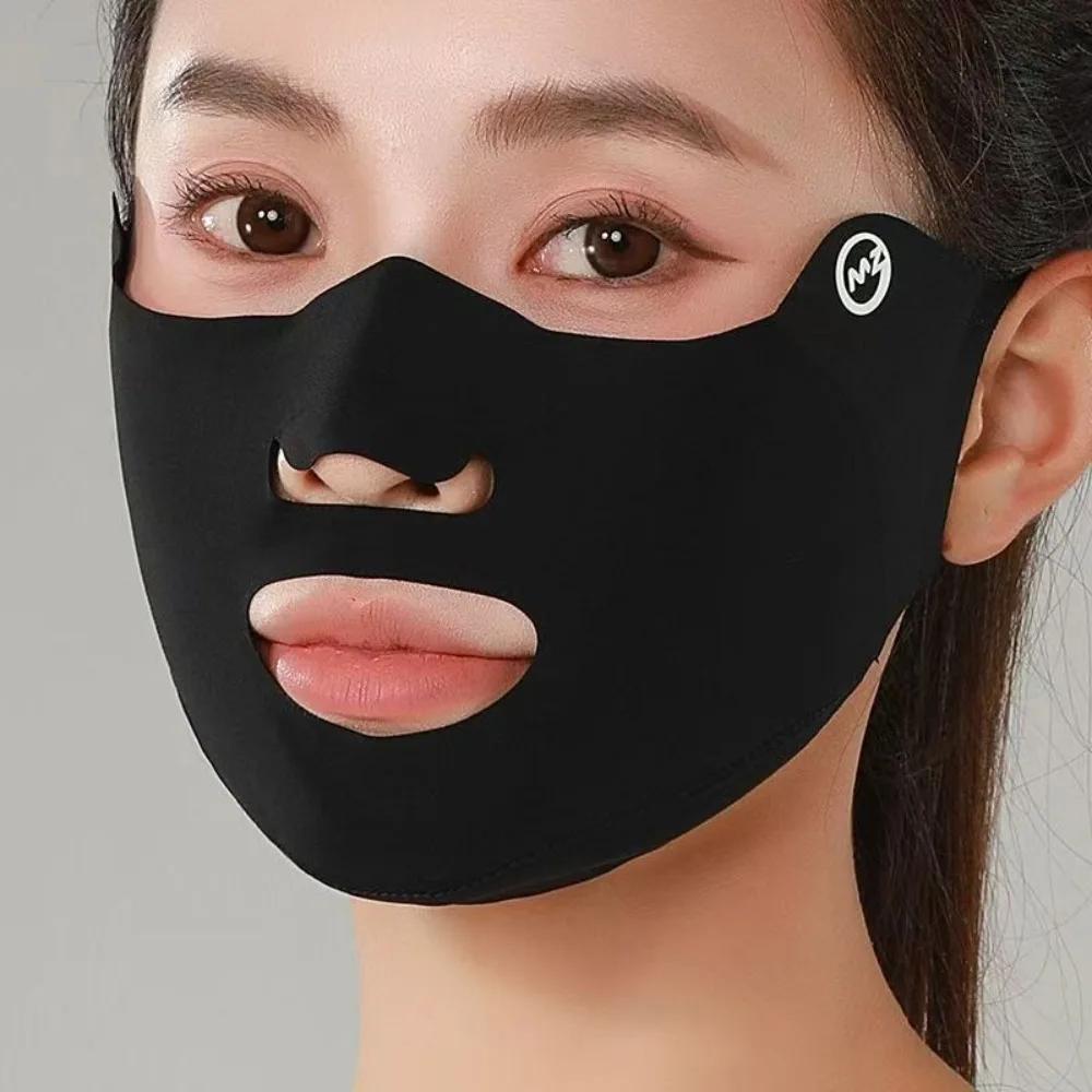 Nouveau masque respirant en soie glacée, masque de protection solaire Anti-poussière lavable, masque