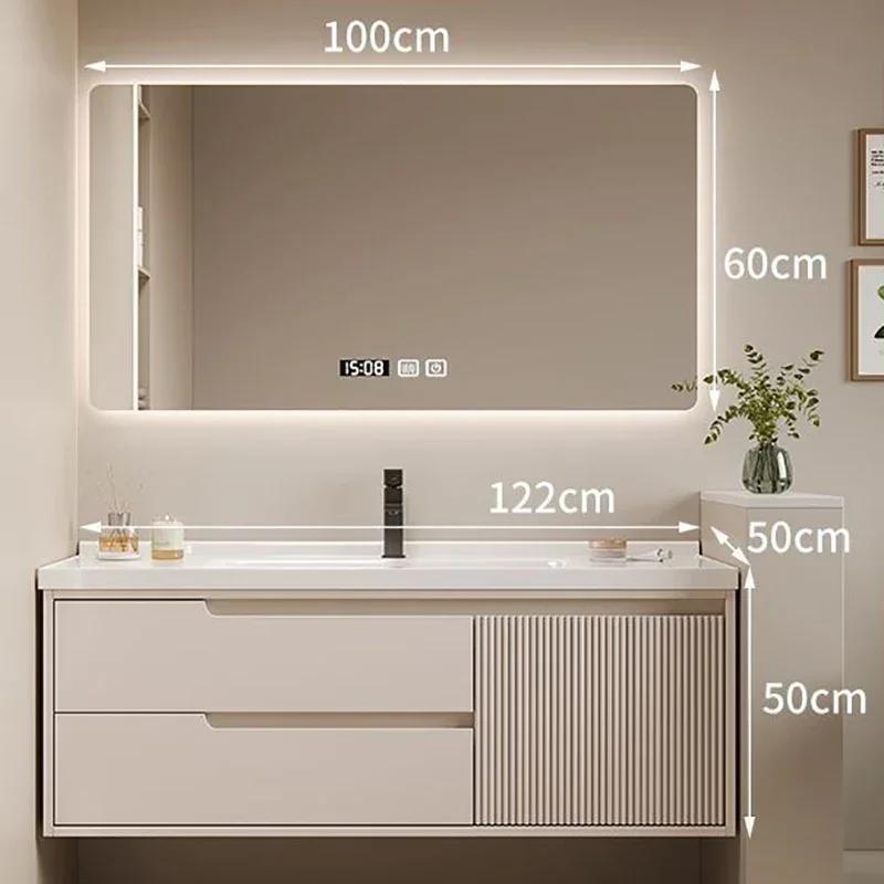 Miroir étroit blanc armoires de salle de bain placard de rangement lavabo intelligent armoires de sa