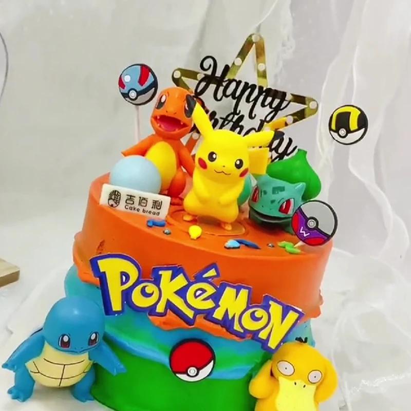 Décoration de gâteau Pokemon Pikachu, 15 pièces/ensemble, figurine de dessin animé, fournitures de d