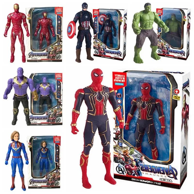 17 cm Marvel Spiderman modèle Anime figurines Spider-man Captainironman lumineux jouets pour enfants