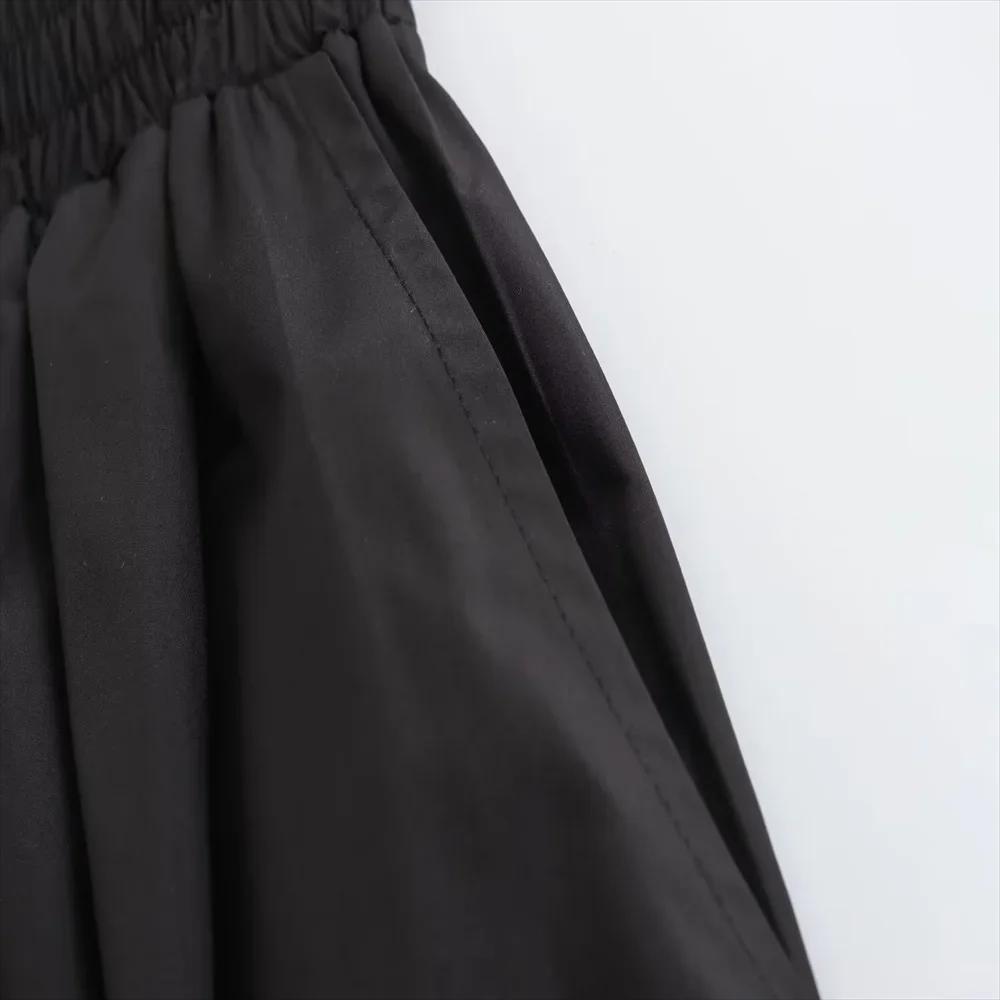 Mooyufon 2025 tempérament femme polyvalent ample et décontracté couleur unie jupe taille haute longu