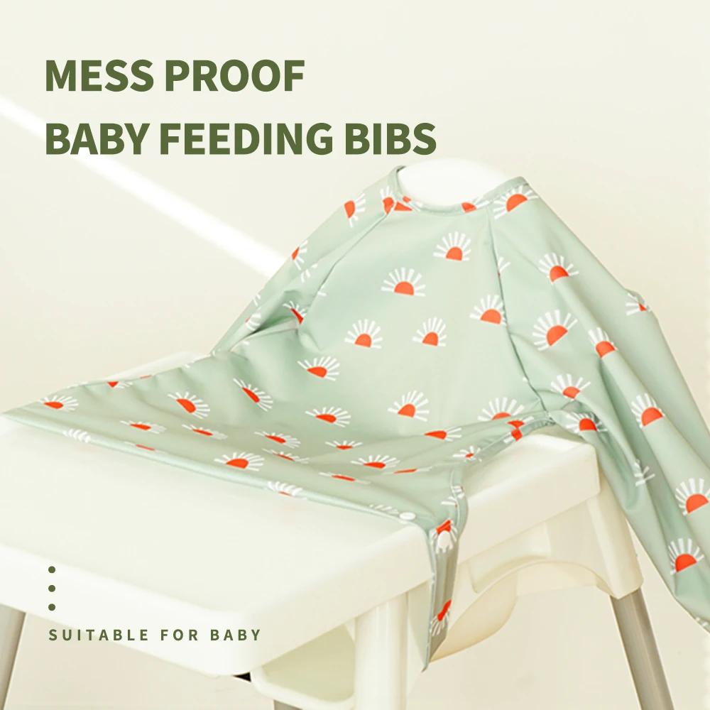 Elinfant-Bavoir en Polyester Imperméable à Manches sulfpour Bébé, Design lèvent à Pression Imprimés 