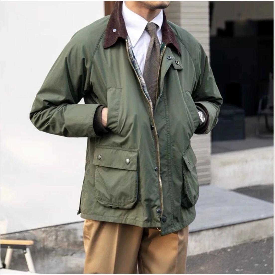 Veste de chasse rétro britannique pour homme, coupe-vent imperméable, vêtements de travail en cire d