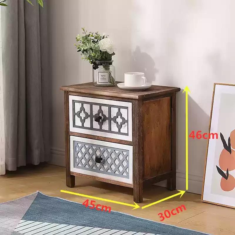 Armoire de chevet rétro sans assemblage, commode vintage avec 4 portes de proximité, coffre de range