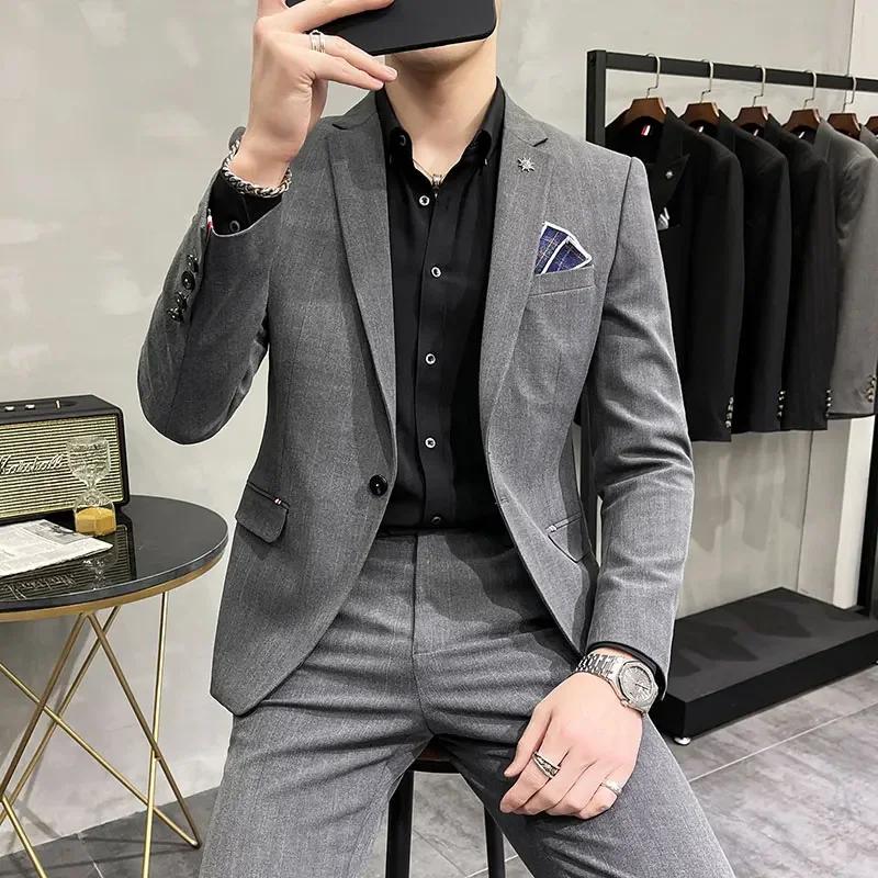 Costume de mariage deux pièces de haute qualité pour hommes, Costume de Banquet décontracté d'affair