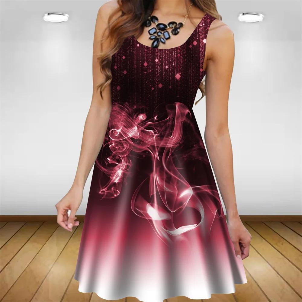 Robe d'été décontractée sans manches pour femmes, mode, ample, Sexy, Mini robe de soirée, imprimé dé