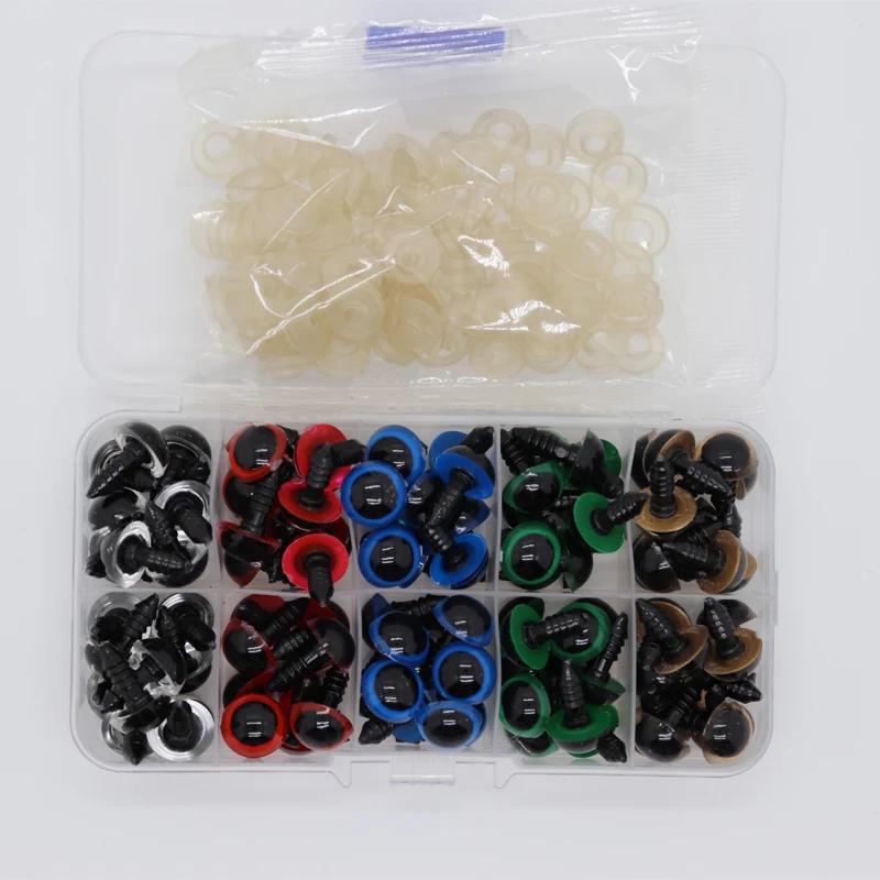 100 pièces 5/6//7/8/9/10/12/14/18/20mm yeux de sécurité en plastique pour jouets bricolage mélange t