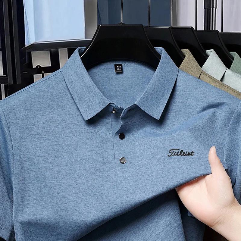 Polo de luxe premium pour homme, nouveau t-shirt à col boutonné avec imprimé lettres, style européen
