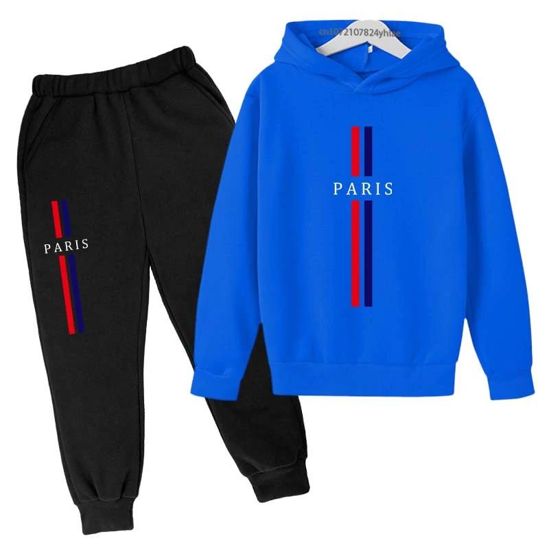 Ensembles de vêtements pour enfants, garçons et filles, 2 pièces, sweat-shirt + pantalon, imprimé Pa