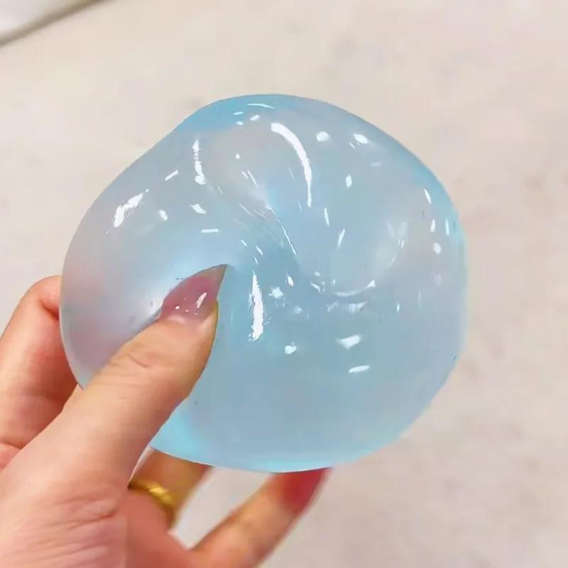 Jouet Squishy en Maltose bleue, mignon Mochi Anti-Stress, balle transparente bleue douce, jouet de d