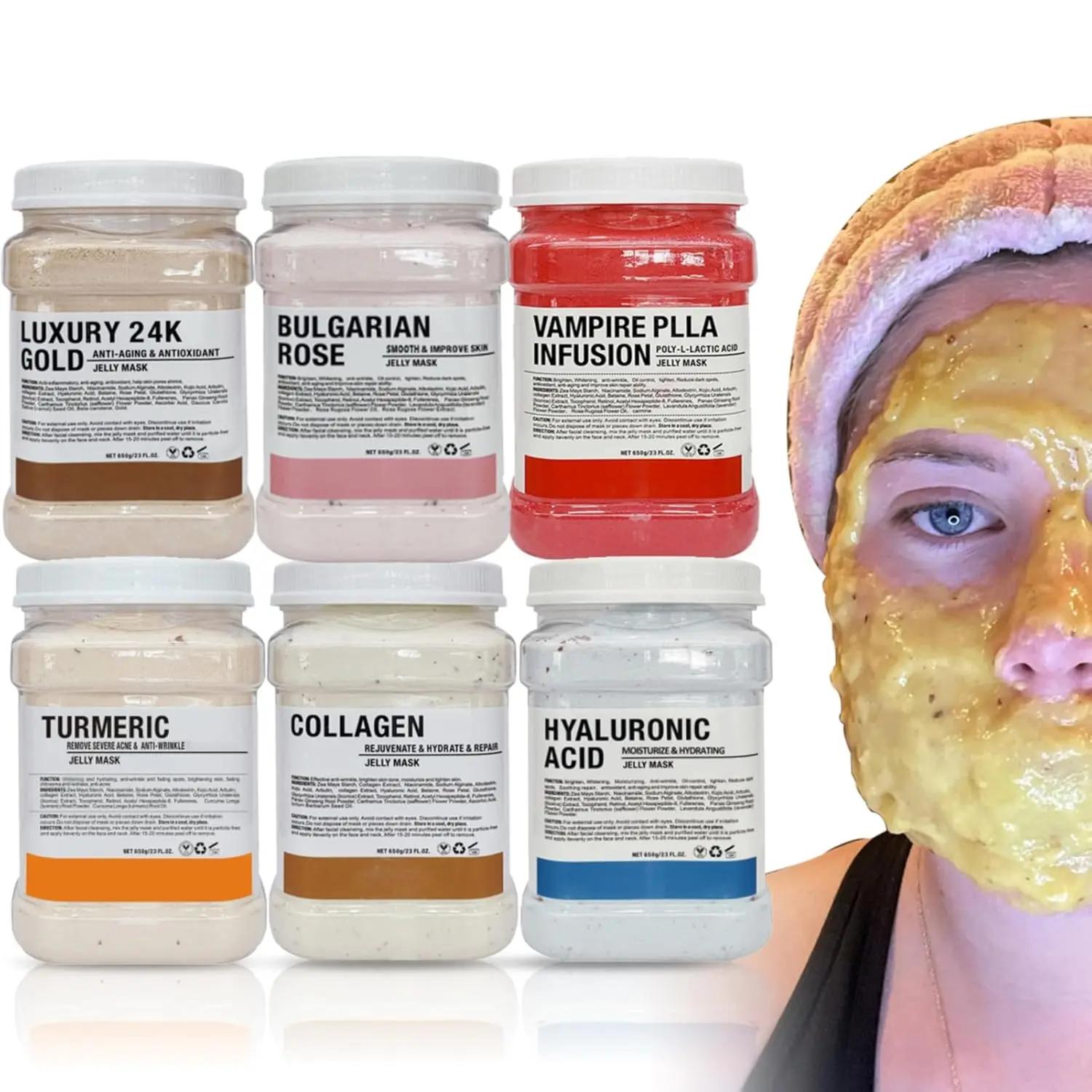 Masque de gelée en poudre, 6 pièces, vente en gros, 650G, masques professionnels, utilisation en Sal