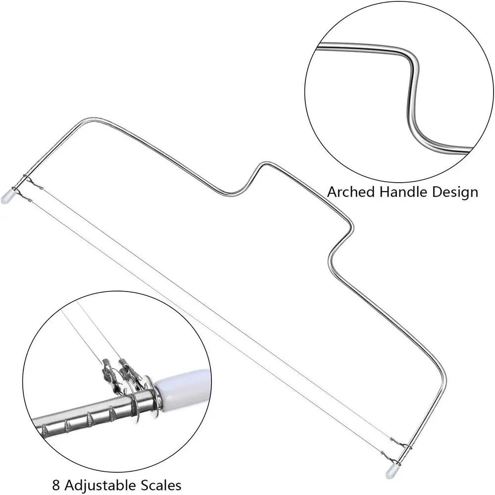 Double Fil Réglable Gâteaux Cutter En Acier Inoxydable Cupcakes Niveleurs Fondant Nivellement Couche