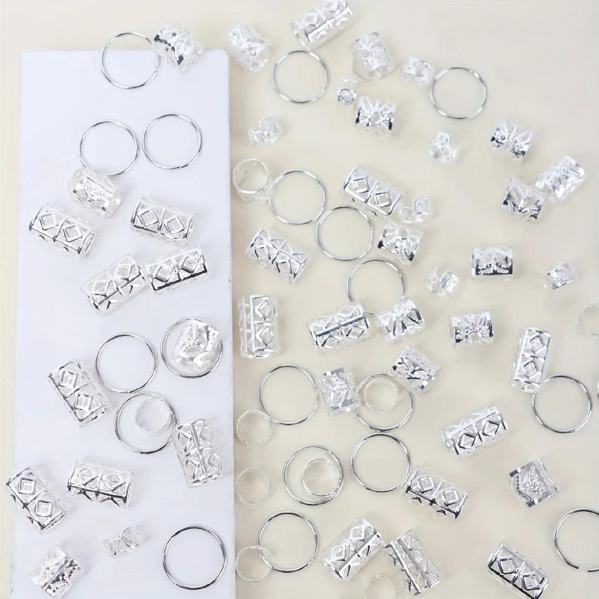 80 pièces anneau de cheveux creux bricolage style de cheveux accessoires de cheveux Loc bijoux de ch